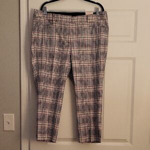 Lane Bryant Plaid Capris - Black, White, Pink, Tan